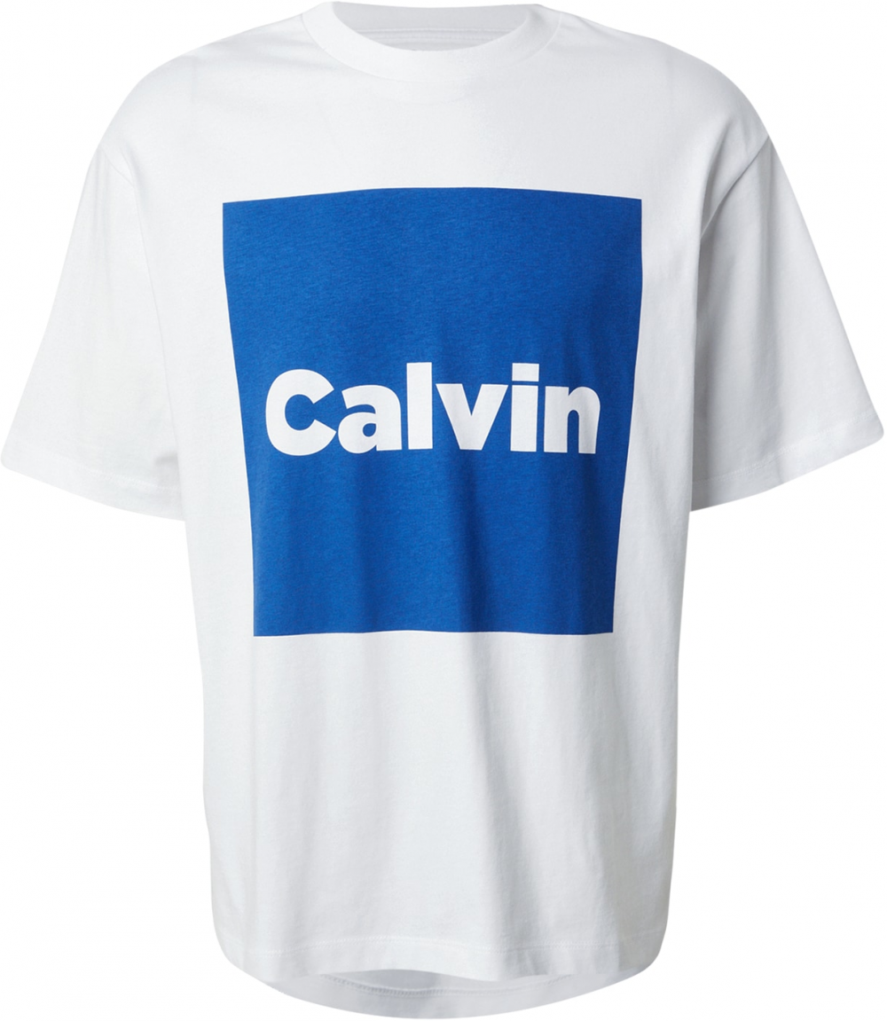 Calvin Klein Jeans Tričko  kráľovská modrá / biela