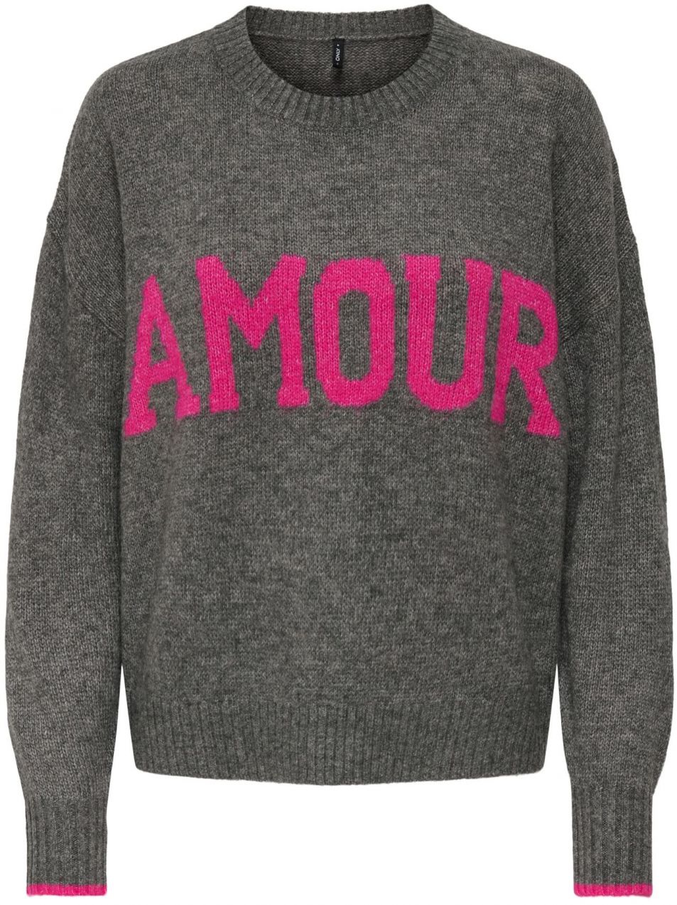 ONLY Sveter 'ONLNEW AMOUR'  sivá melírovaná / fuksia