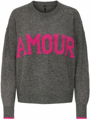 ONLY Sveter 'ONLNEW AMOUR'  sivá melírovaná / fuksia