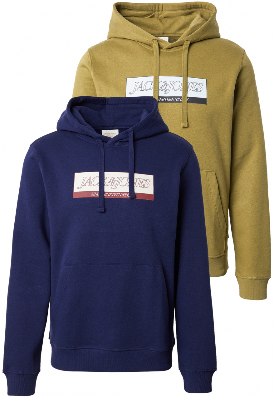 JACK & JONES Mikina 'JORINWOOD'  námornícka modrá / kaki / biela