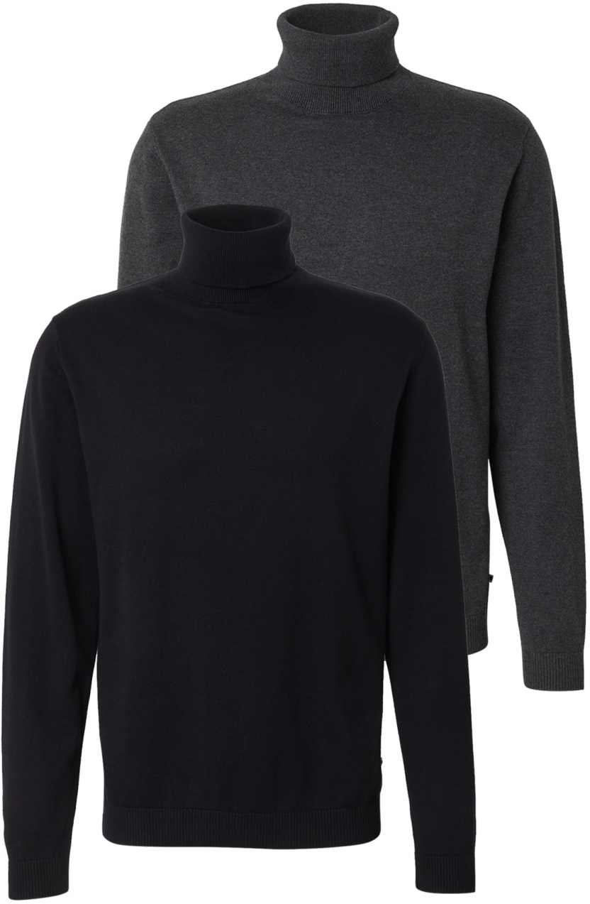 JACK & JONES Sveter 'JJEBASIC'  sivá melírovaná / čierna