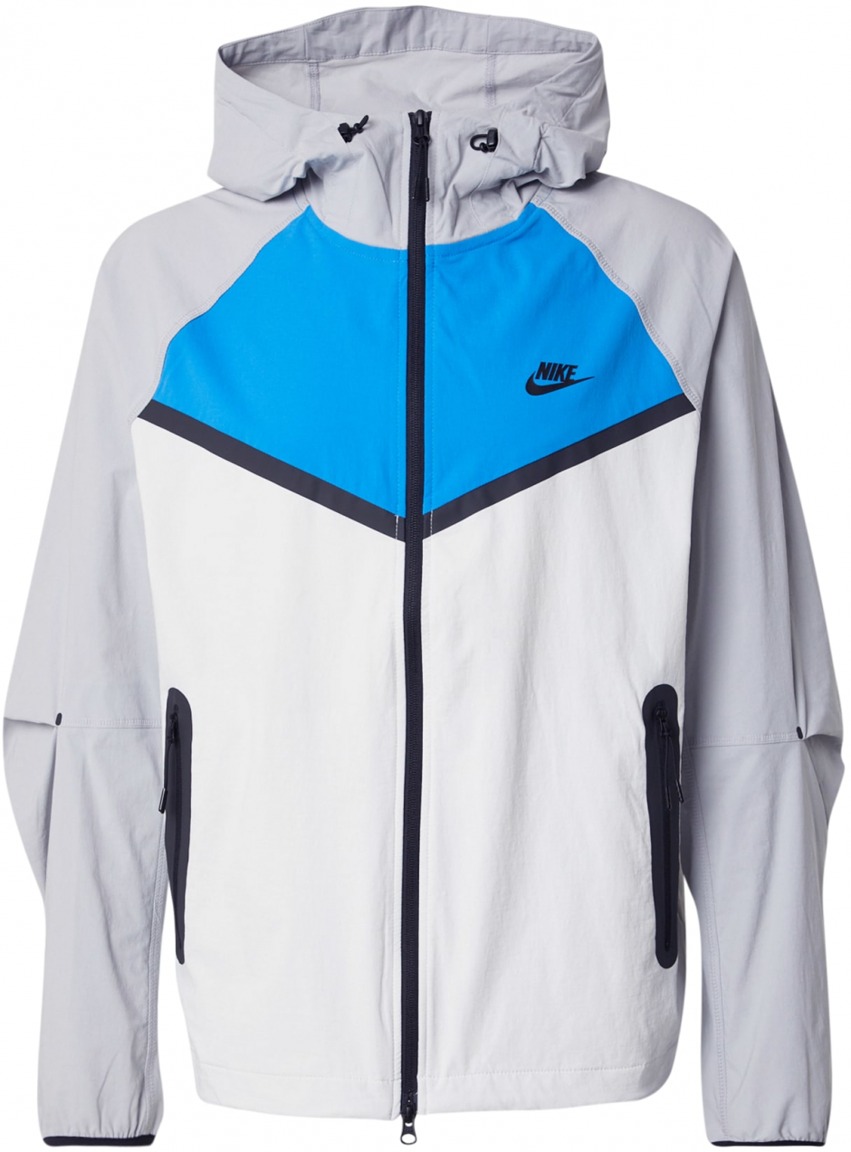 Nike Sportswear Prechodná bunda  tmavomodrá / neónovo modrá / svetlosivá