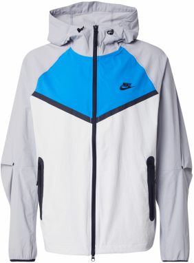 Nike Sportswear Prechodná bunda  tmavomodrá / neónovo modrá / svetlosivá