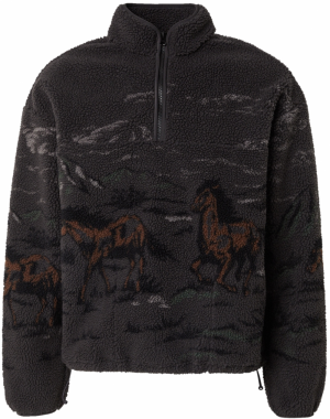 LEVI'S ® Sveter 'Idyllwild Sherpa Popover Sweatshirt'  kamenná / tmavooranžová / čierna