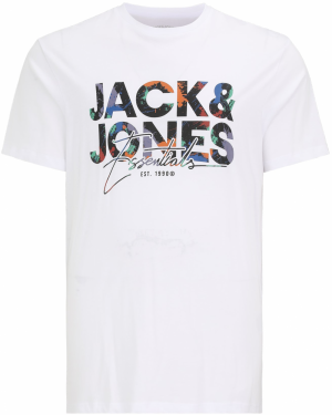 JACK & JONES Tričko 'JJGEPLAS'  oranžová / čierna / biela