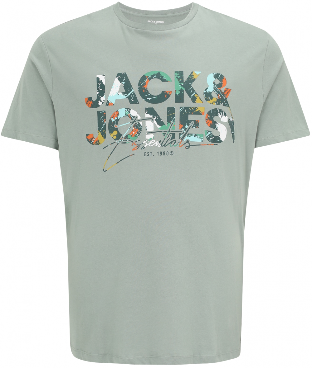 JACK & JONES Tričko 'JJGEPLAS'  zelená / pastelovo zelená / biela