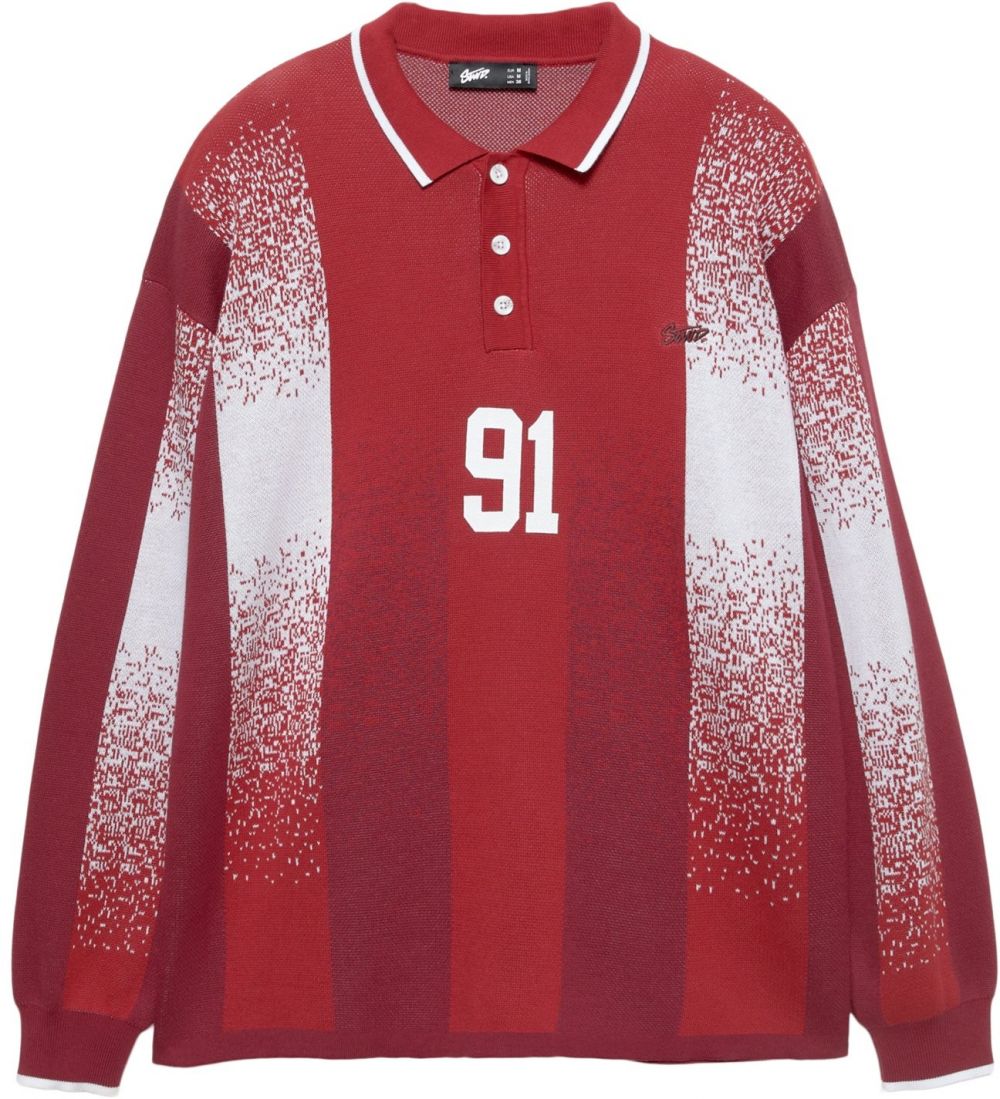Pull&Bear Sveter 'STWD'  červená / vínovo červená / biela