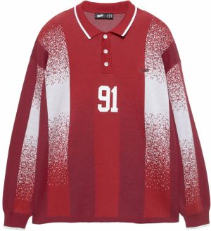 Pull&Bear Sveter 'STWD'  červená / vínovo červená / biela