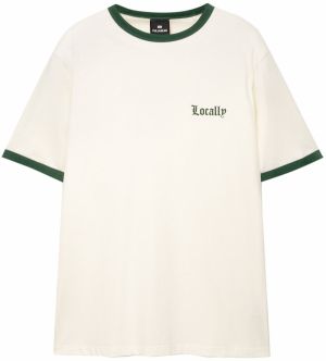 Pull&Bear Tričko  olivová / tmavozelená / prírodná biela