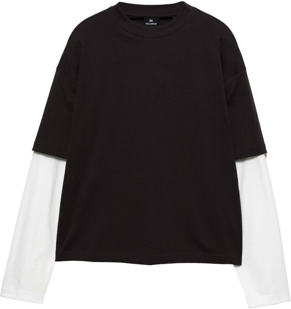Pull&Bear Tričko  čierna / biela