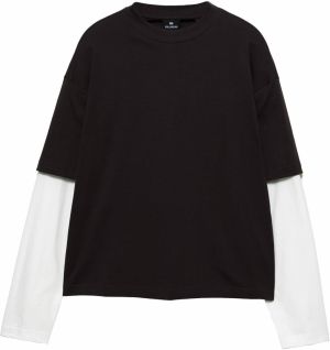 Pull&Bear Tričko  čierna / biela
