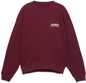 Pull&Bear Mikina 'LOS ANGELES'  vínovo červená / biela