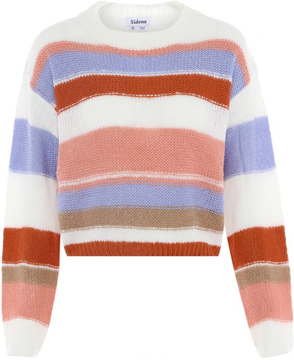 Sidona Sveter  hrdzavohnedá / svetlofialová / staroružová / biela