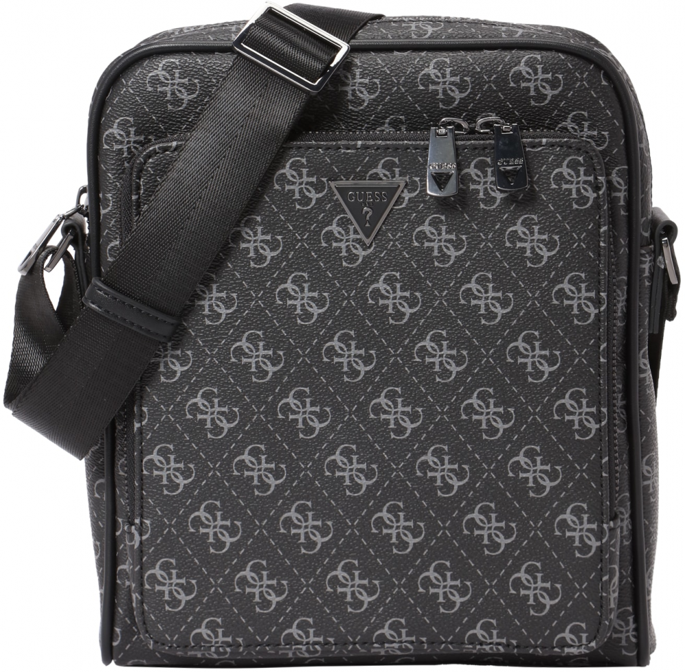 GUESS Taška cez rameno 'MILANO CROSSBODY POCKET M'  sivá / čierna / strieborná