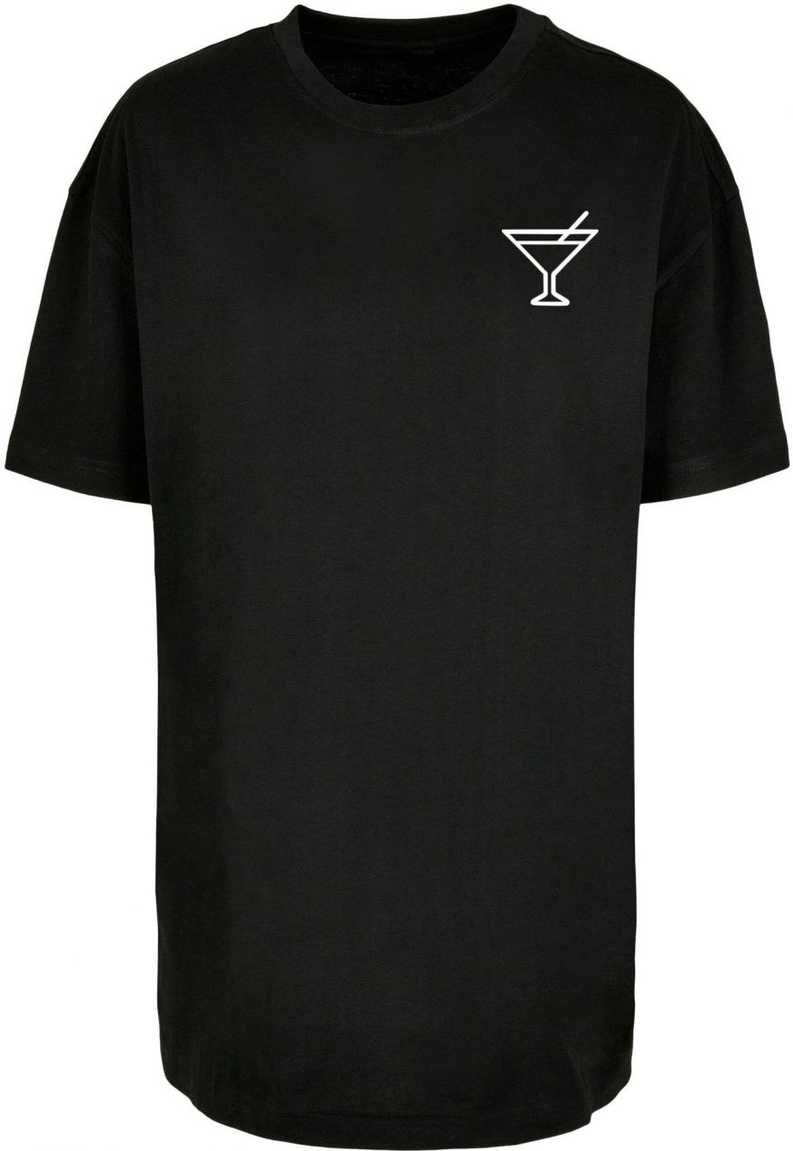 Merchcode Oversize tričko 'Summer - Cocktail'  čierna / biela