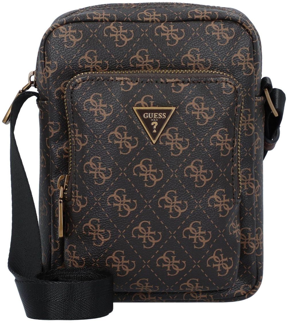 GUESS Taška cez rameno 'MILANO XBODY W FRONT POCKET'  tmavohnedá / zlatá