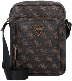 GUESS Taška cez rameno 'MILANO XBODY W FRONT POCKET'  tmavohnedá / zlatá