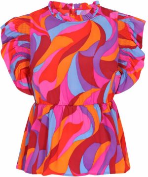 NAEMI Blúzka 'Fashion Look'  modrá / oranžová / svetloružová / červená