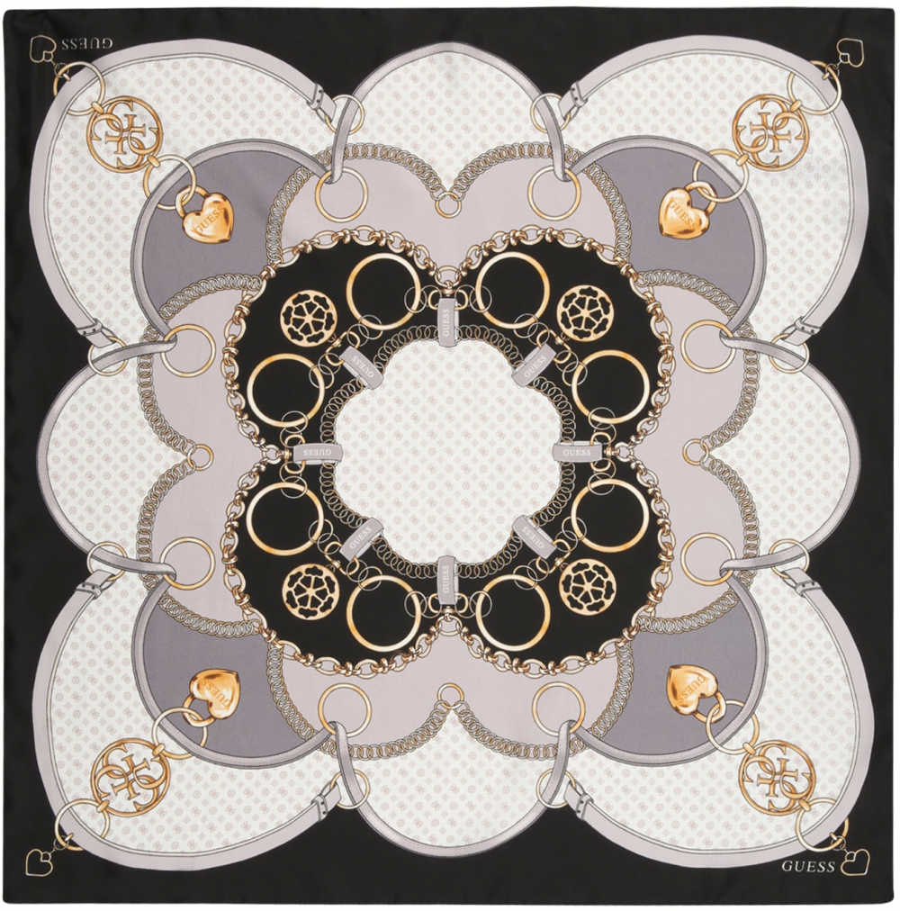 GUESS Šatka 'FOULARD 60X60'  horčicová / trávovo zelená / čierna / biela