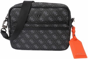 GUESS Taška cez rameno 'MILANO CROSSBODY DOUBLE ZIP'  sivá / čierna