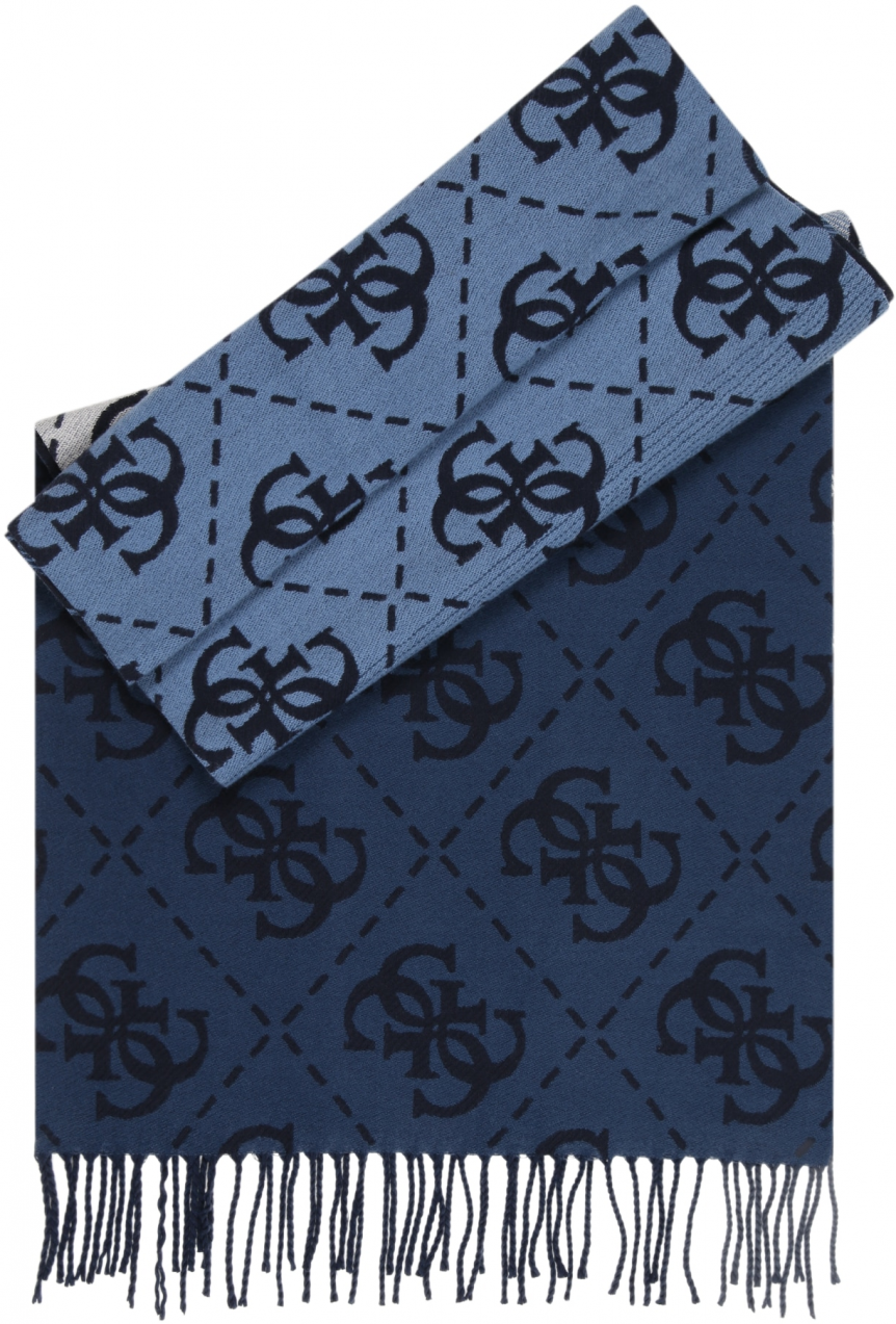 GUESS Šál 'SCARF JACQUARD 40X180'  námornícka modrá / modrosivá / tmavošedá / čierna