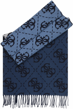 GUESS Šál 'SCARF JACQUARD 40X180'  námornícka modrá / modrosivá / tmavošedá / čierna