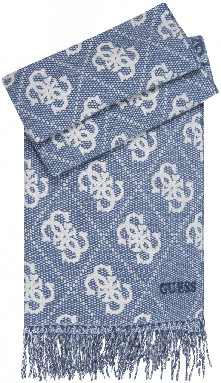 GUESS Šál 'BOSTON JACQUARD 70X180'  kráľovská modrá / biela