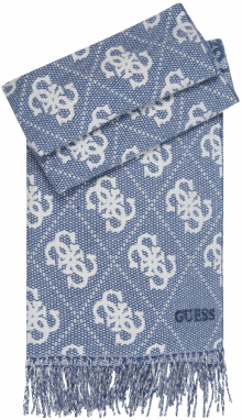 GUESS Šál 'BOSTON JACQUARD 70X180'  kráľovská modrá / biela