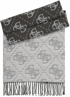 GUESS Šál 'SCARF JACQUARD 40X180'  grafitová / svetlosivá
