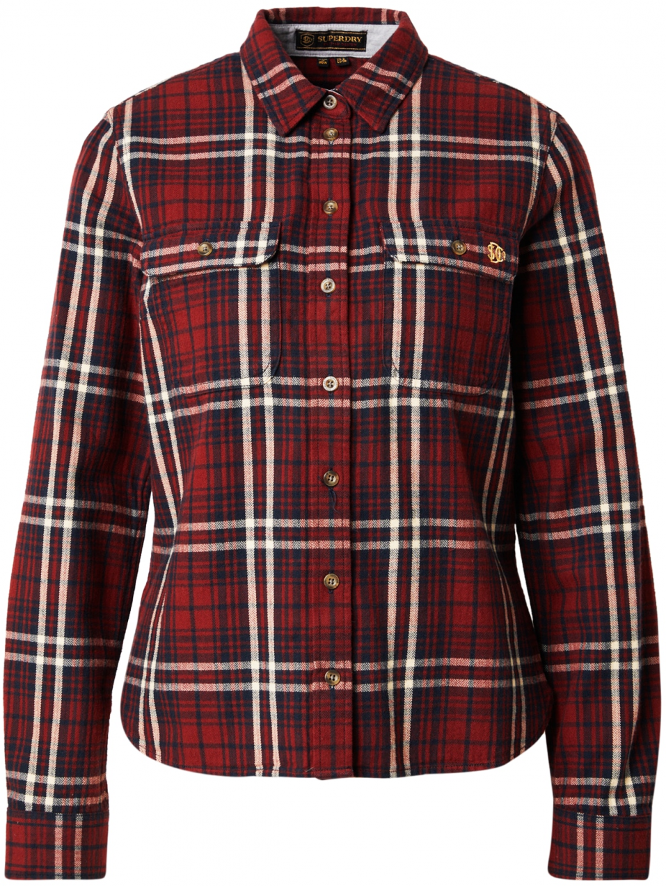 Superdry Blúzka  svetlobéžová / námornícka modrá / tmavočervená