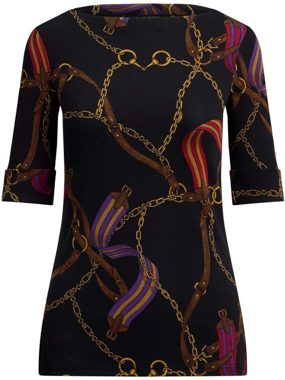 Lauren Ralph Lauren Tričko 'JUDY'  hnedá / tmavožltá / tmavofialová / čierna
