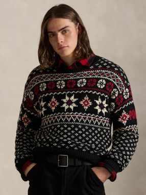 Polo Ralph Lauren Sveter  nebielená / červená / čierna