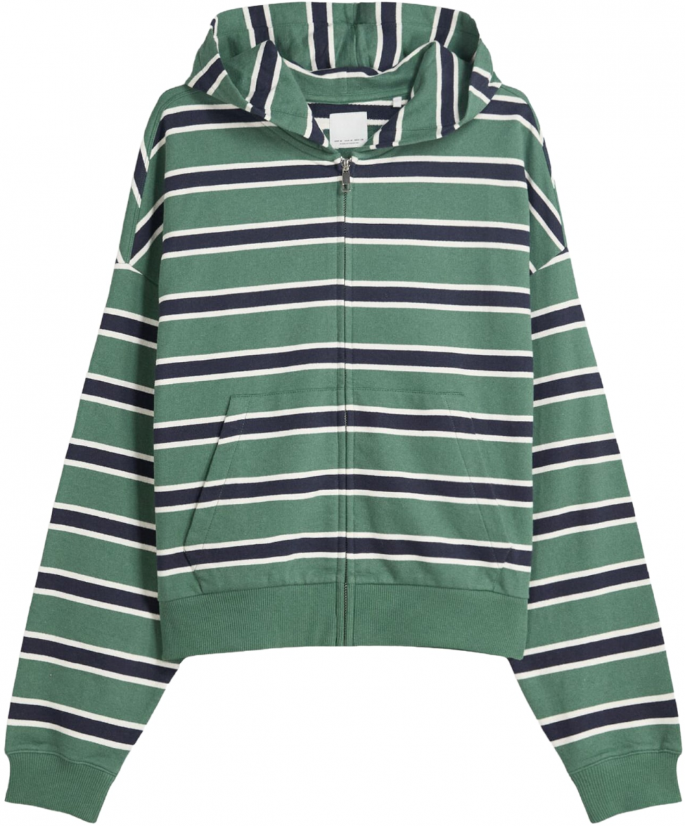 Bershka Tepláková bunda  námornícka modrá / jedľová / biela
