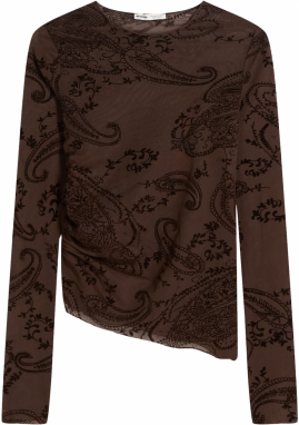 Bershka Tričko  hnedá / čokoládová