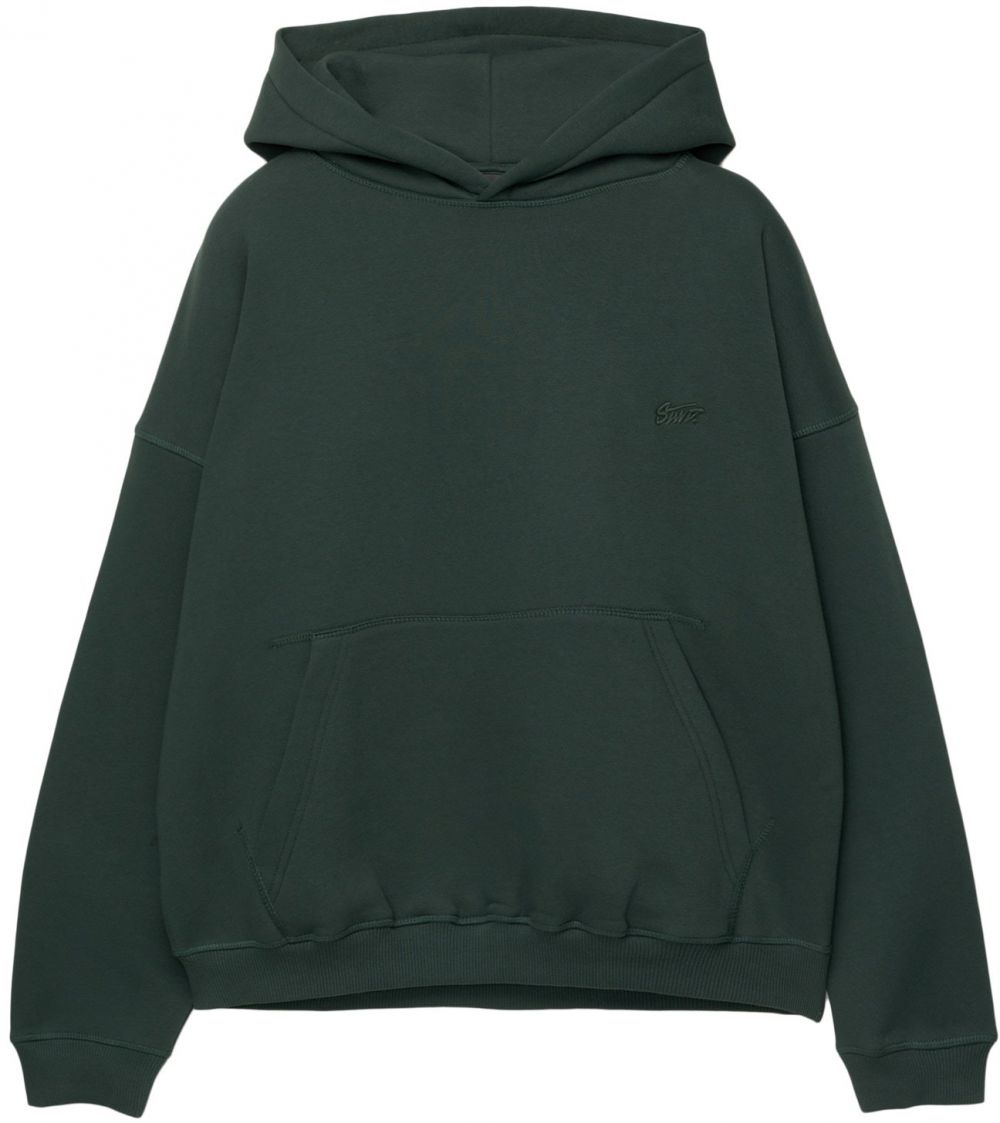Pull&Bear Mikina 'STWD'  tmavozelená / biela