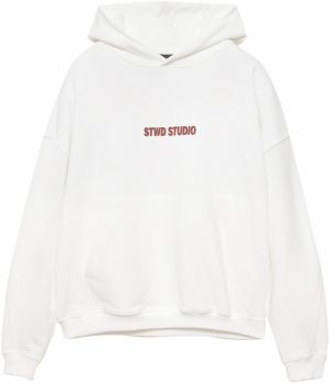 Pull&Bear Mikina 'STWD'  brusnicová / biela