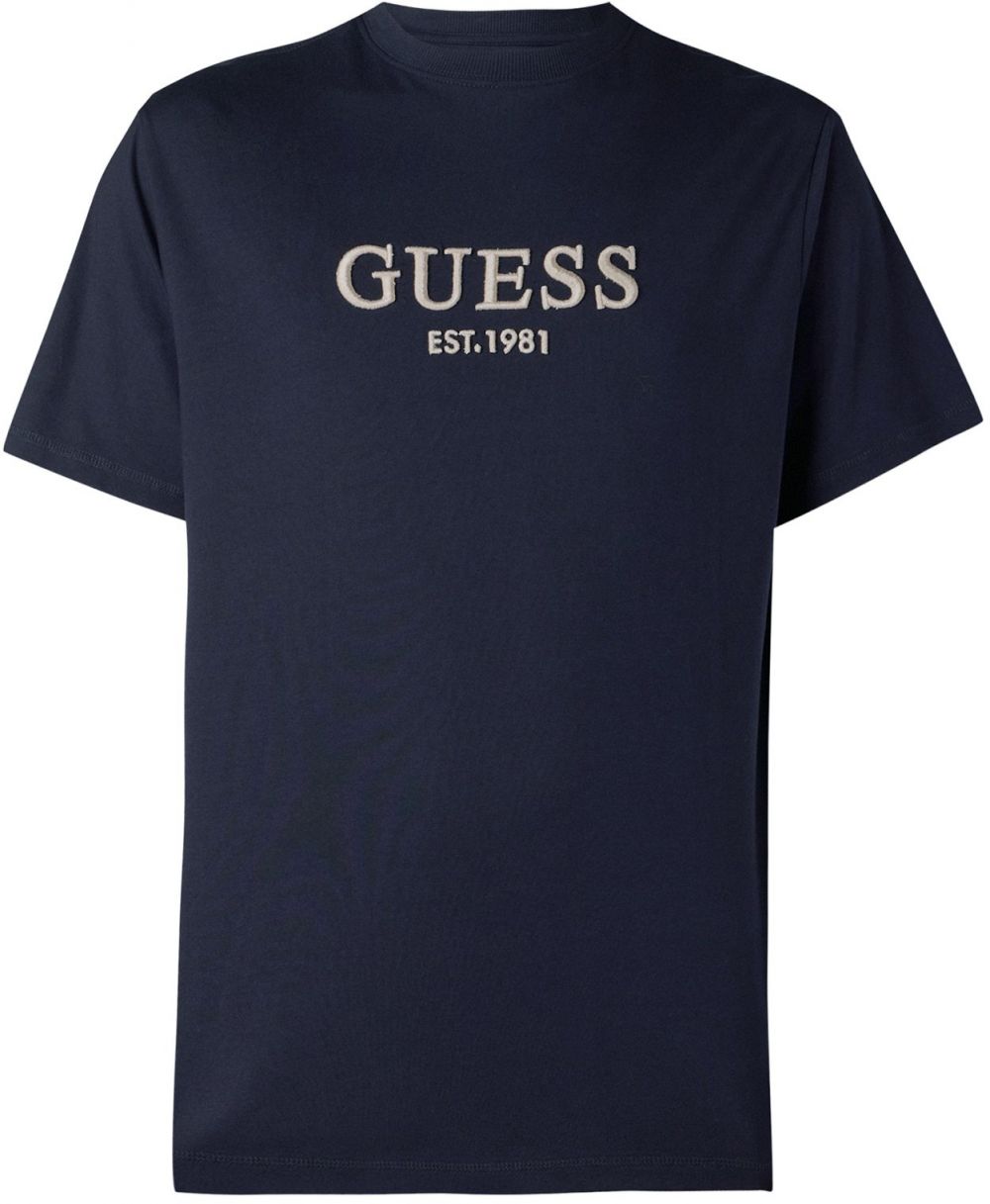 GUESS Tričko  nebielená / námornícka modrá