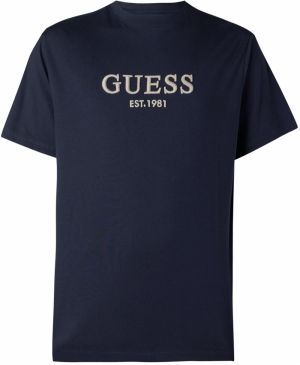 GUESS Tričko  nebielená / námornícka modrá