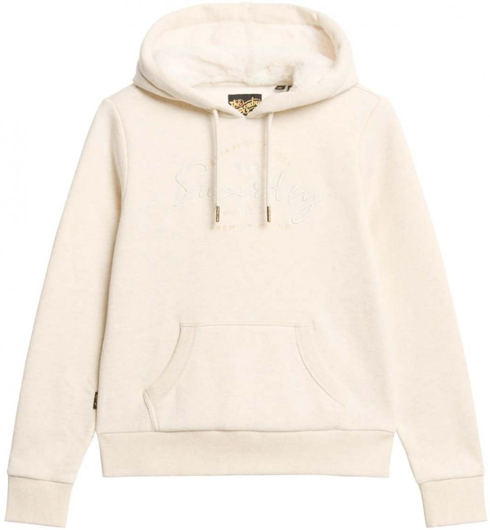 Superdry Mikina  béžová / svetlobéžová / biela