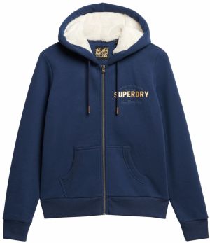 Superdry Tepláková bunda 'Luxe'  tmavomodrá / bronzová