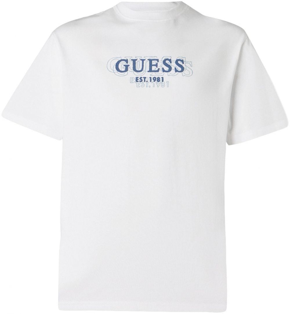 GUESS Tričko  tmavomodrá / biela