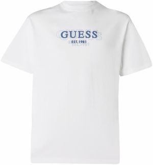 GUESS Tričko  tmavomodrá / biela