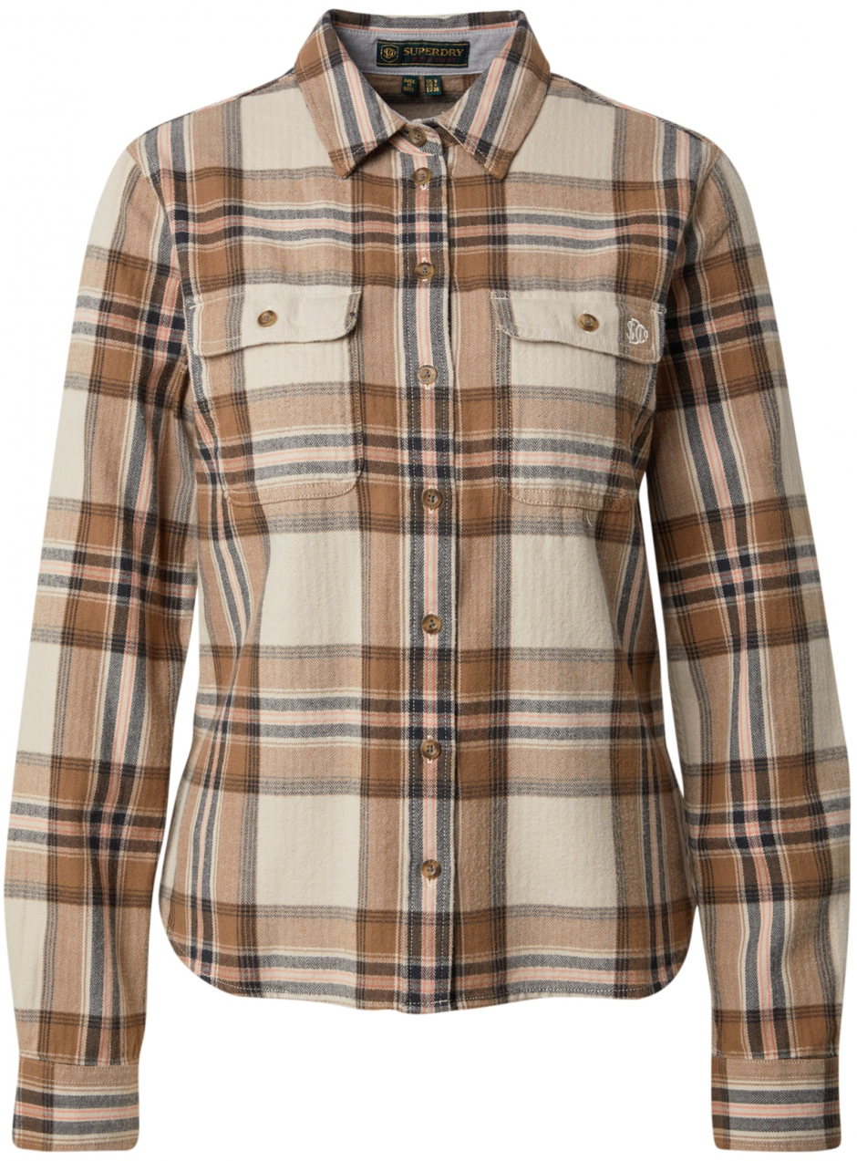 Superdry Blúzka  piesková / tmavobéžová / čierna