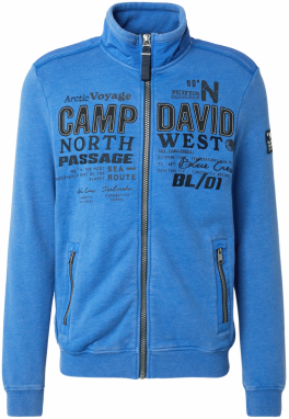 CAMP DAVID Tepláková bunda  nebesky modrá / čierna