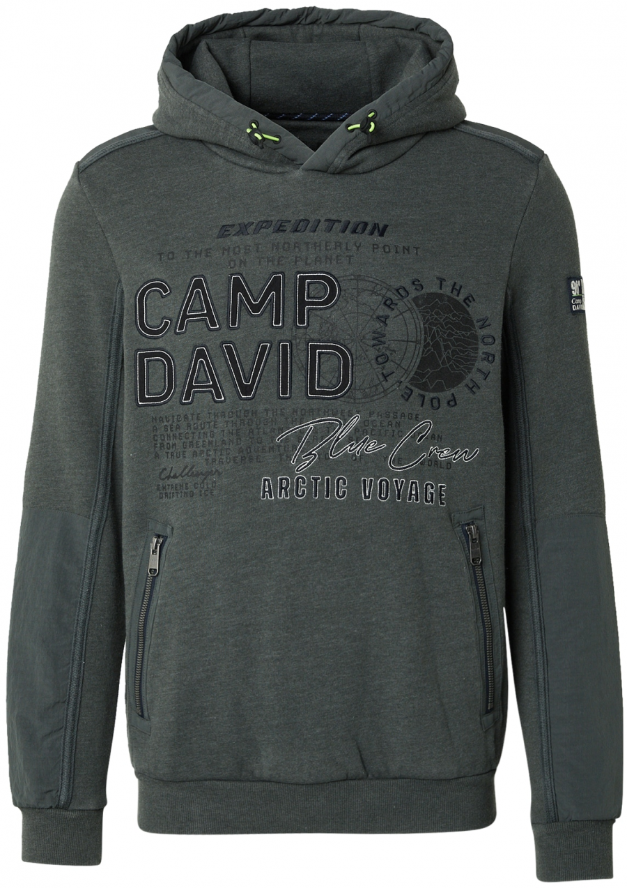 CAMP DAVID Mikina  tmavozelená / čierna / biela