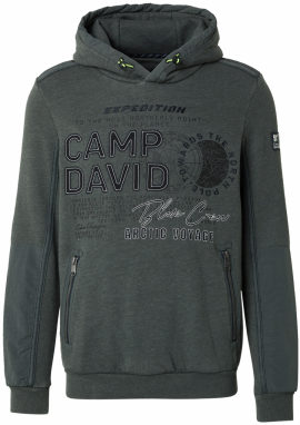 CAMP DAVID Mikina  tmavozelená / čierna / biela