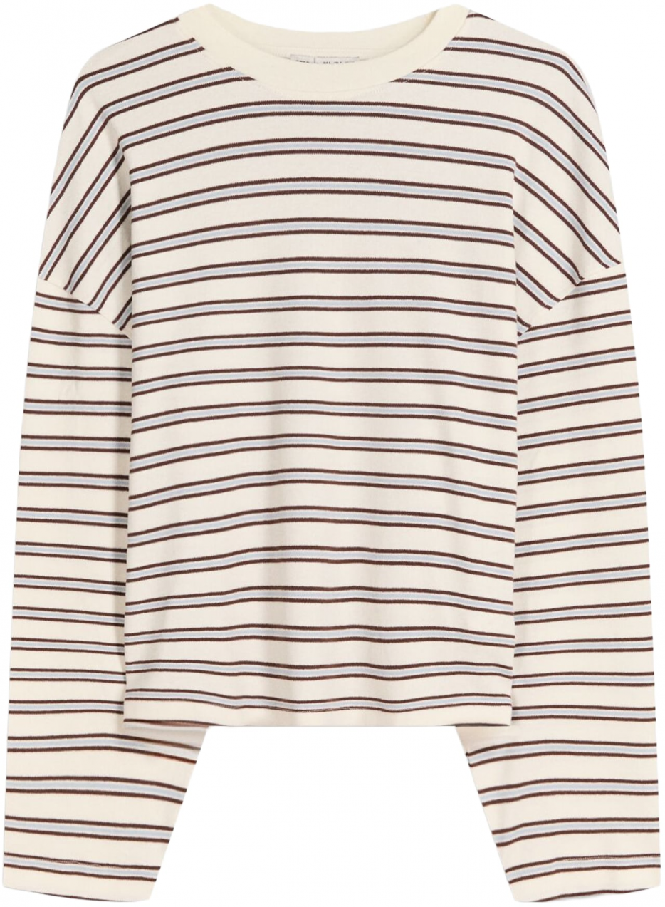 Bershka Tričko  nebielená / pastelovo modrá / čierna
