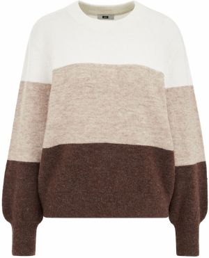 WE Fashion Sveter  slonová kosť / béžová melírovaná / hnedá melírovaná