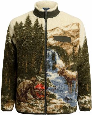 Polo Ralph Lauren Big & Tall Prechodná bunda 'PILE'  krémová / brokátová / tmavozelená / oranžová