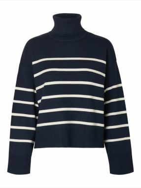 SELECTED Sveter 'SLFKAMMA'  námornícka modrá / biela